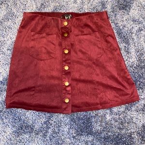 Maroon button down skirt from Forever21. Never been worn!